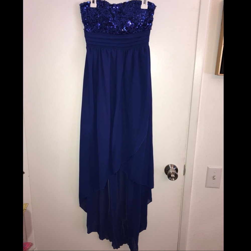 Navy blue/ sequin prom dress